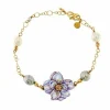 Bracelet avec fleur en émail et perles
