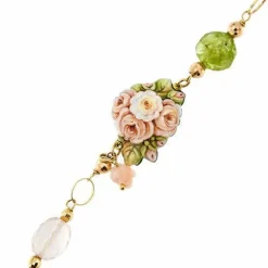 Bracelet avec fleur en émail et pierres précieuses