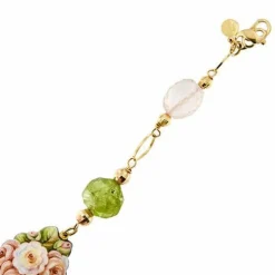 Bracelet avec fleur en émail et pierres précieuses