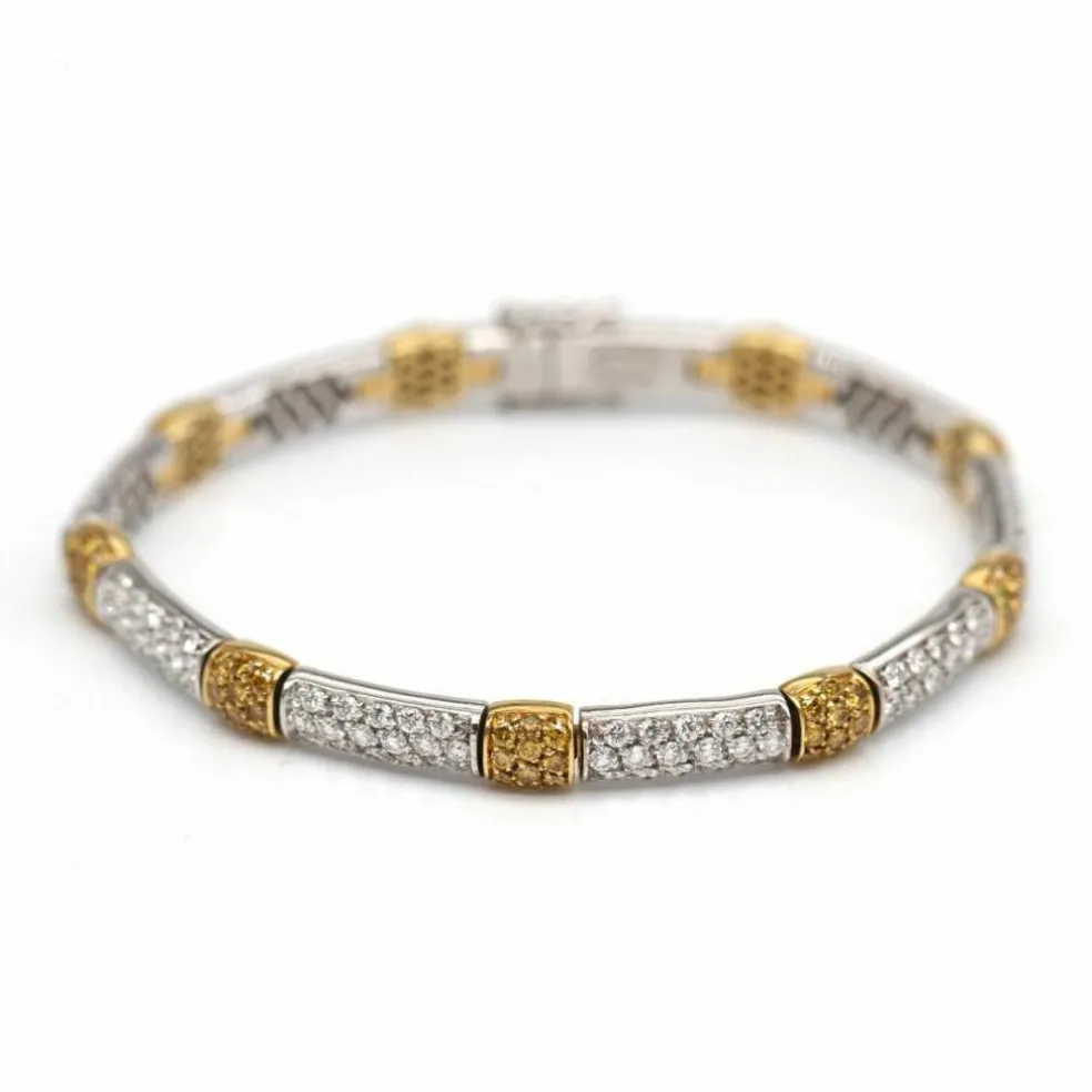 Bracelet bicolore en or, diamant et saphir jaune
