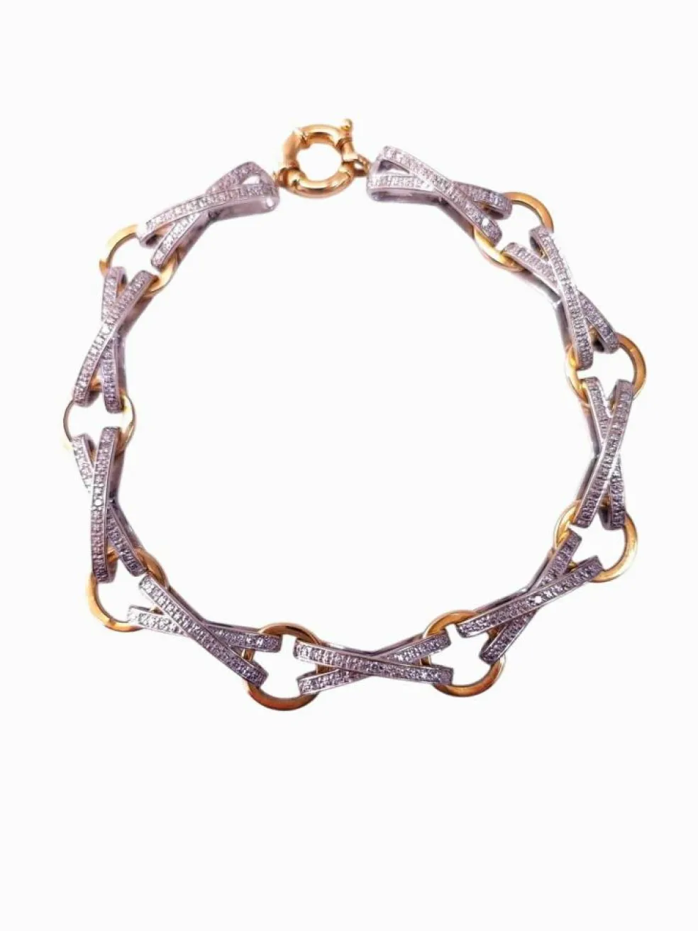 Bracelet bicolore or blanc et or jaune 18K diamants