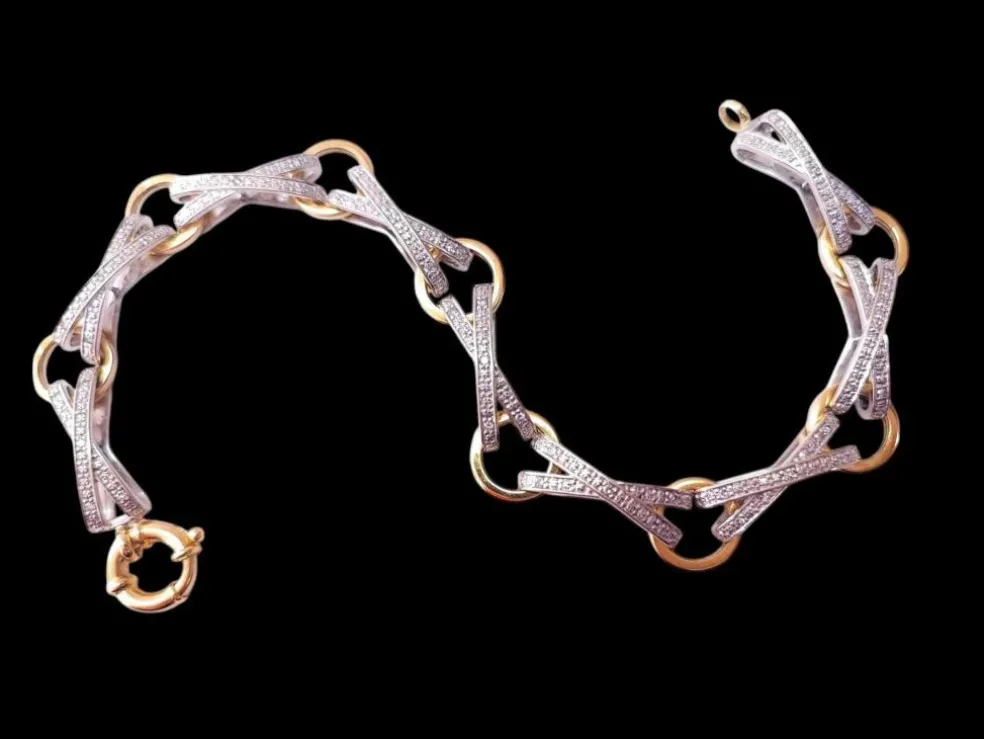Bracelet bicolore or blanc et or jaune 18K diamants