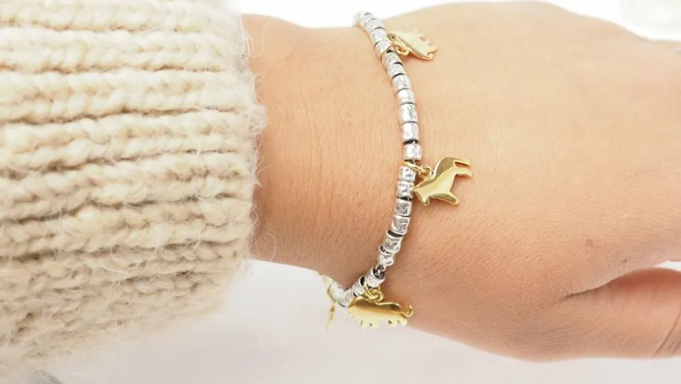 Bracelet breloques Dodo en or jaune et argent