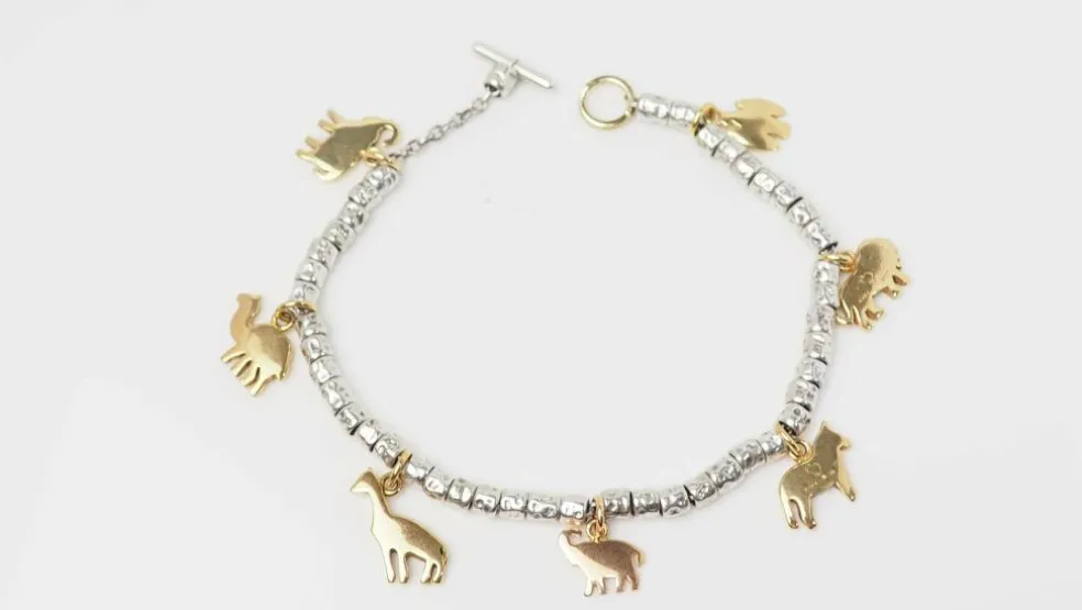 Bracelet breloques Dodo en or jaune et argent