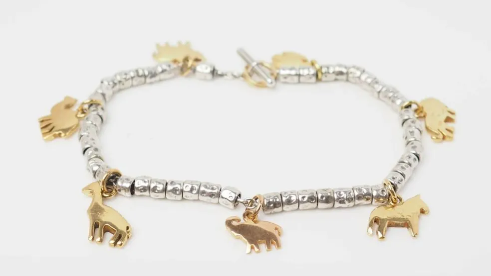 Bracelet breloques Dodo en or jaune et argent
