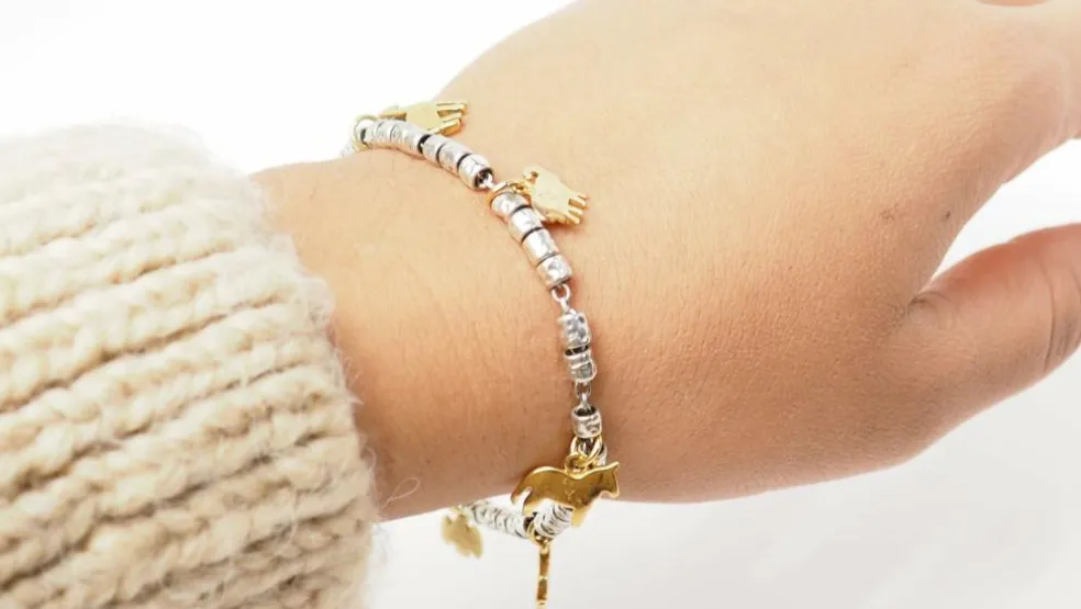 Bracelet breloques Dodo en or jaune et argent