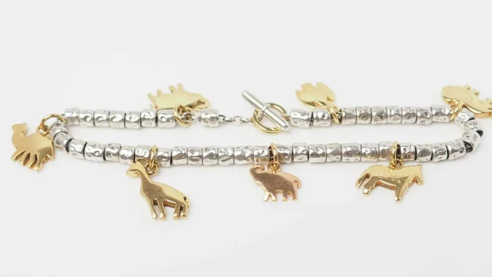 Bracelet breloques Dodo en or jaune et argent