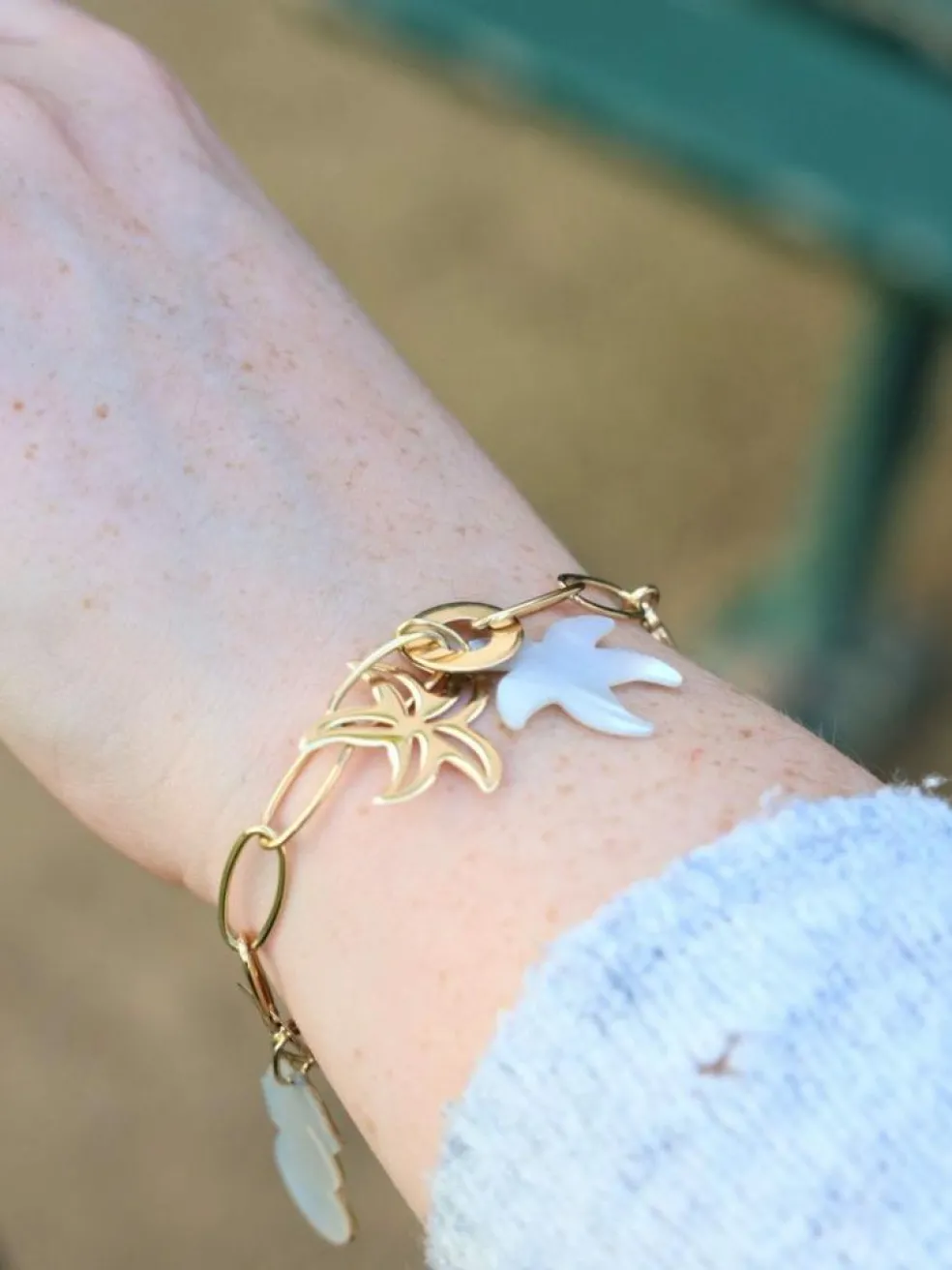 Bracelet Breloques Or jaune Nacre