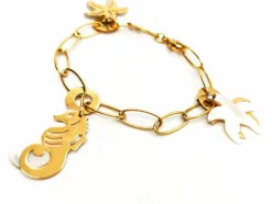 Bracelet Breloques Or jaune Nacre