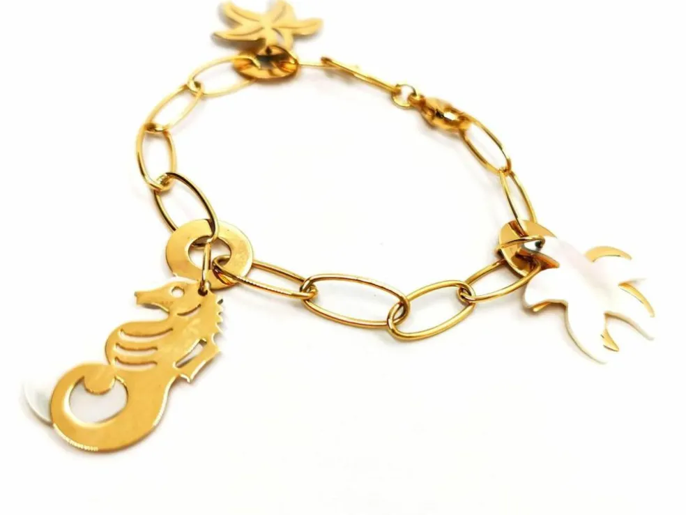 Bracelet Breloques Or jaune Nacre