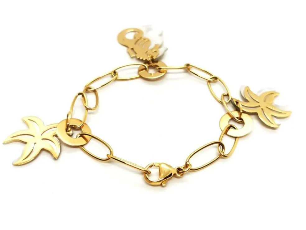 Bracelet Breloques Or jaune Nacre