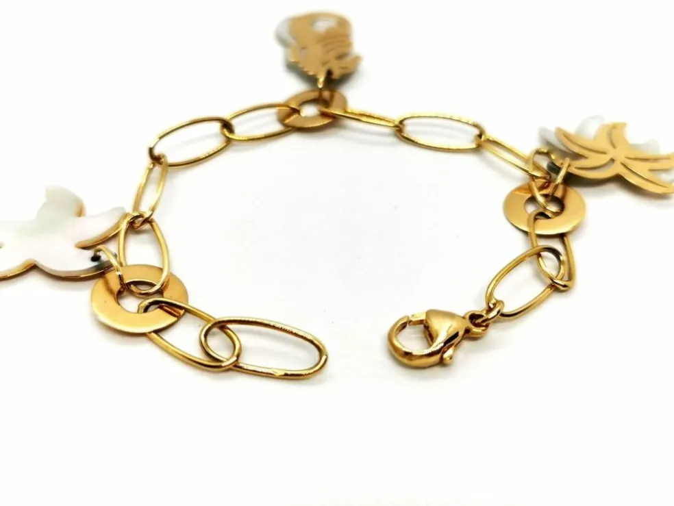 Bracelet Breloques Or jaune Nacre