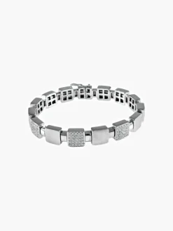 Bracelet Carrés Or Blanc Diamants