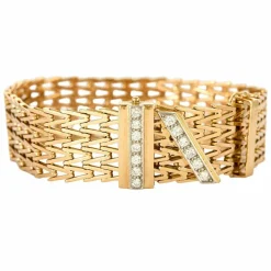 Bracelet ceinture souple or jaune et diamants