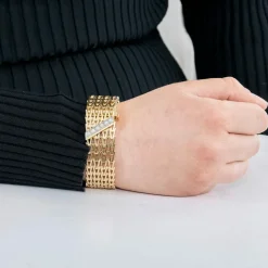 Bracelet ceinture souple or jaune et diamants