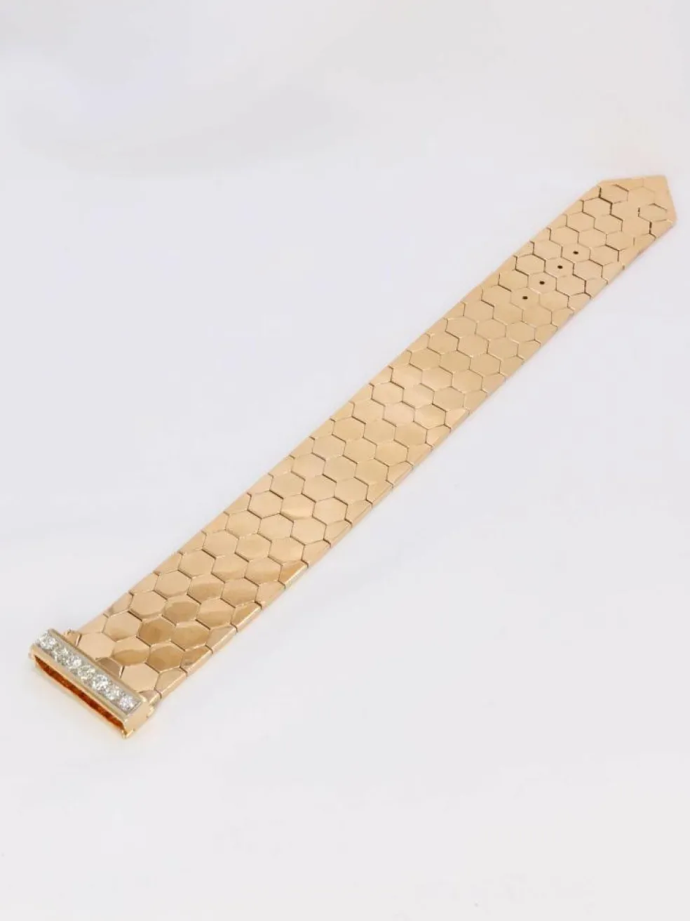 Bracelet ceinture vintage or rose diamants 1.4 ct