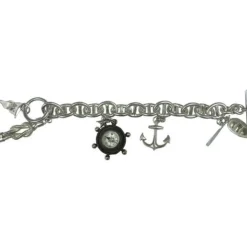 Bracelet Chaîne Argent Boussole Bateau Ancre Drapeau Et Nœud