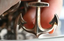 Bracelet Chaîne Argent Boussole Bateau Ancre Drapeau Et Nœud