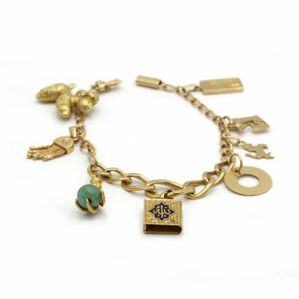 Bracelet Charms - Or, Diamants, Résine & Amazonite