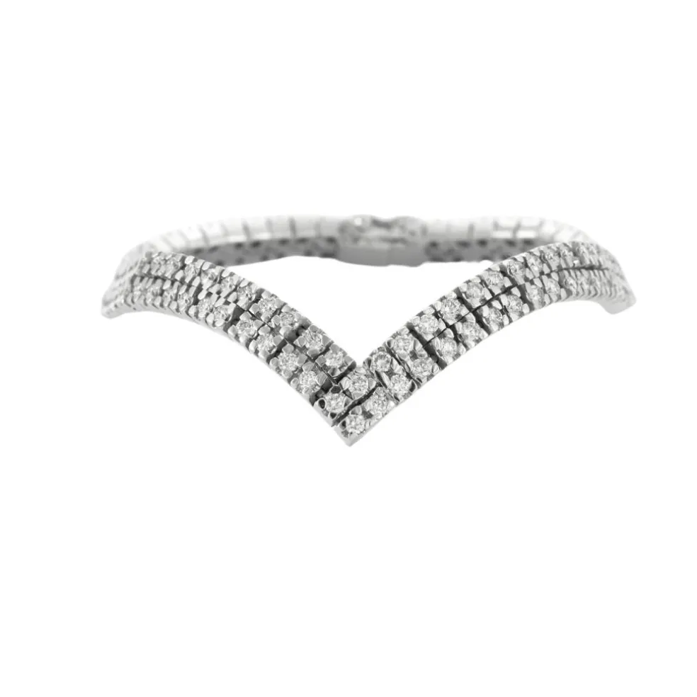 Bracelet Chevron Or Gris Diamants