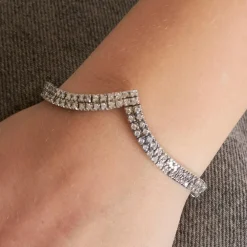 Bracelet Chevron Or Gris Diamants