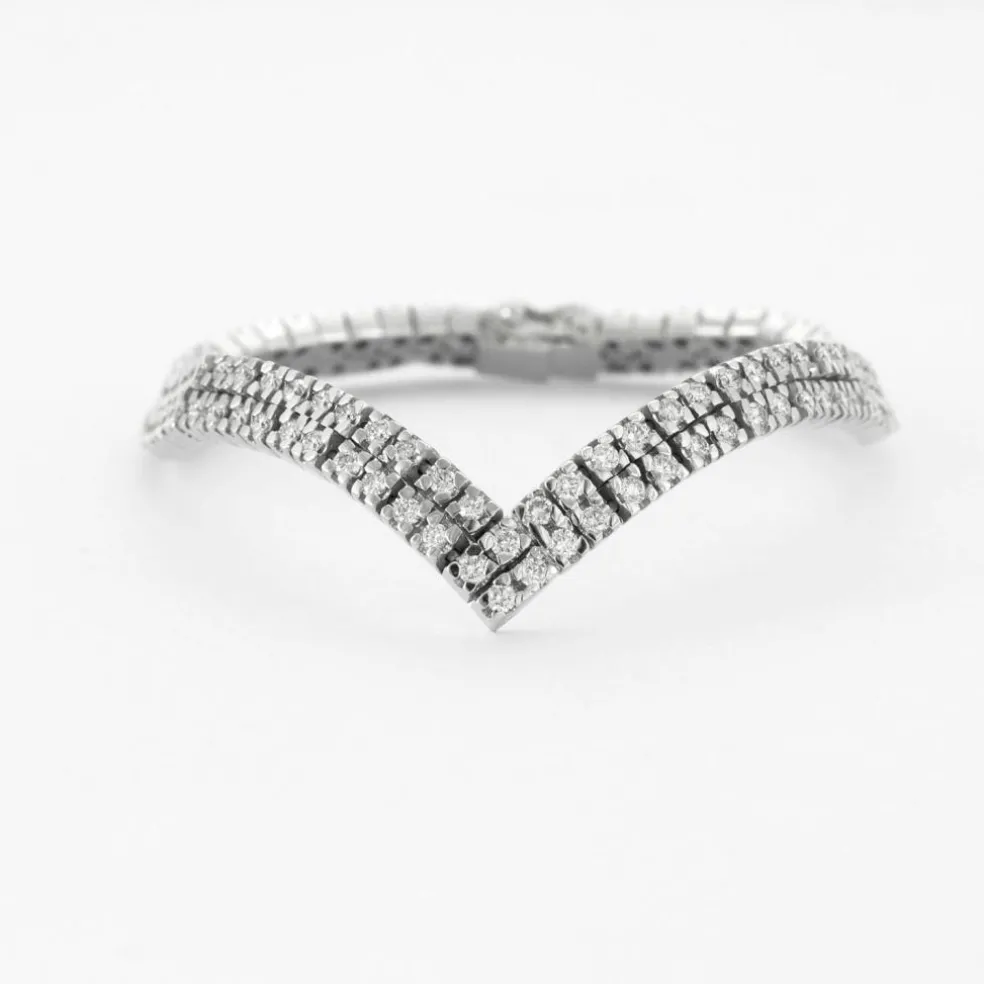 Bracelet Chevron Or Gris Diamants