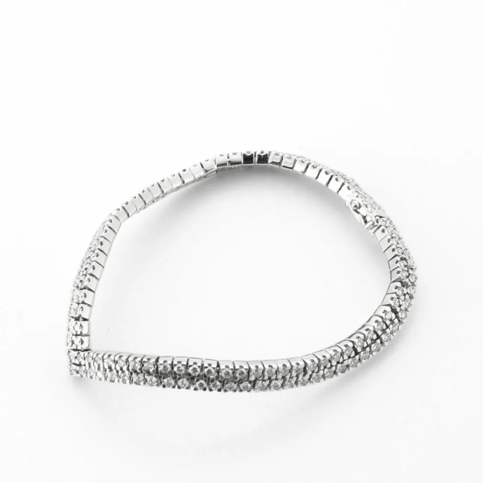 Bracelet Chevron Or Gris Diamants