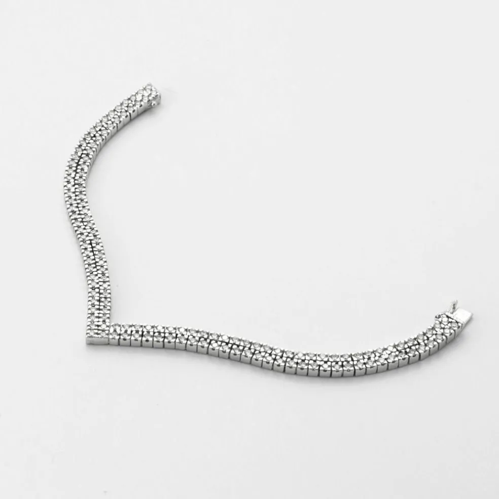 Bracelet Chevron Or Gris Diamants