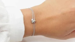 Bracelet coeur en or blanc et diamants