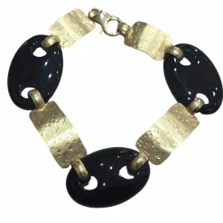 Bracelet corde en or jaune 18 carats et onyx