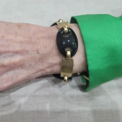 Bracelet corde en or jaune 18 carats et onyx