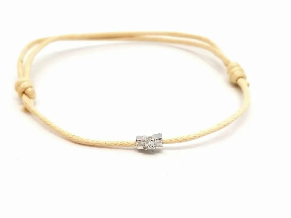 Bracelet Cordon Or blanc Diamant