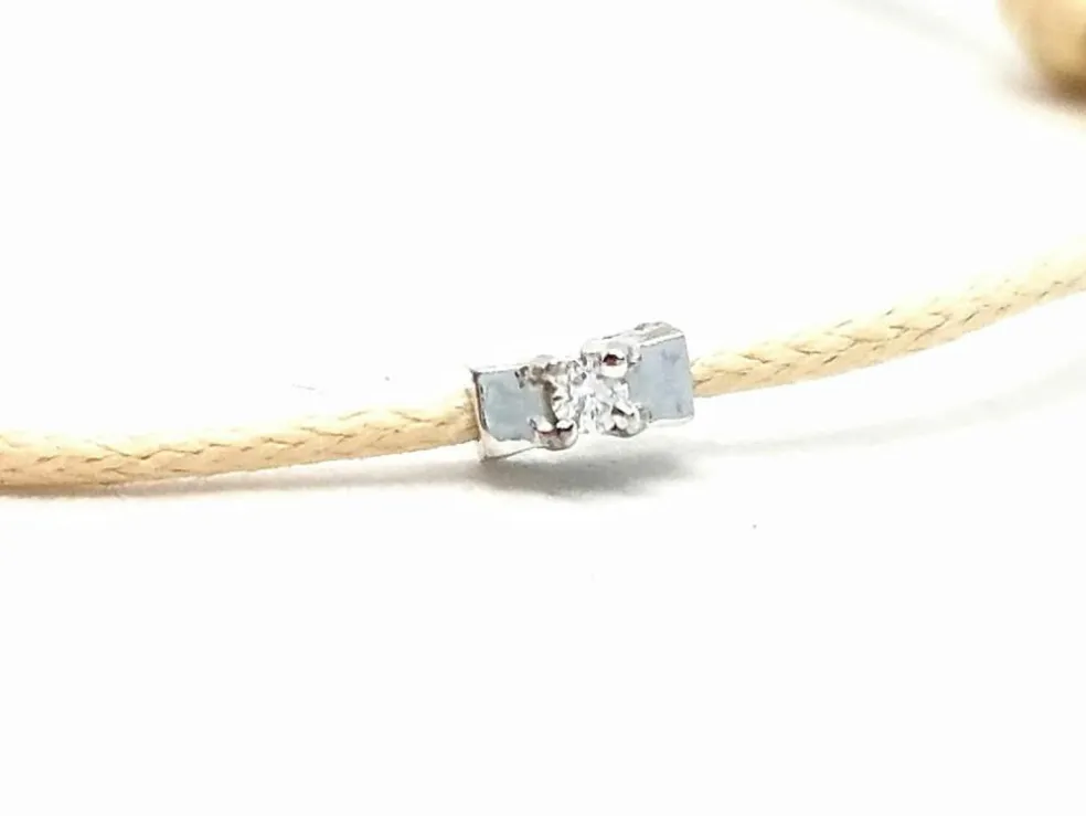 Bracelet Cordon Or blanc Diamant