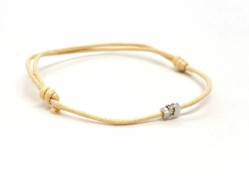 Bracelet Cordon Or blanc Diamant