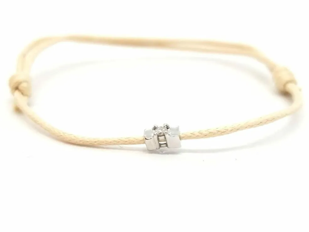 Bracelet Cordon Or blanc Diamant