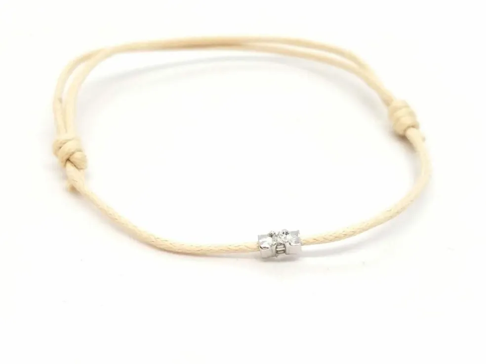 Bracelet Cordon Or blanc Diamant