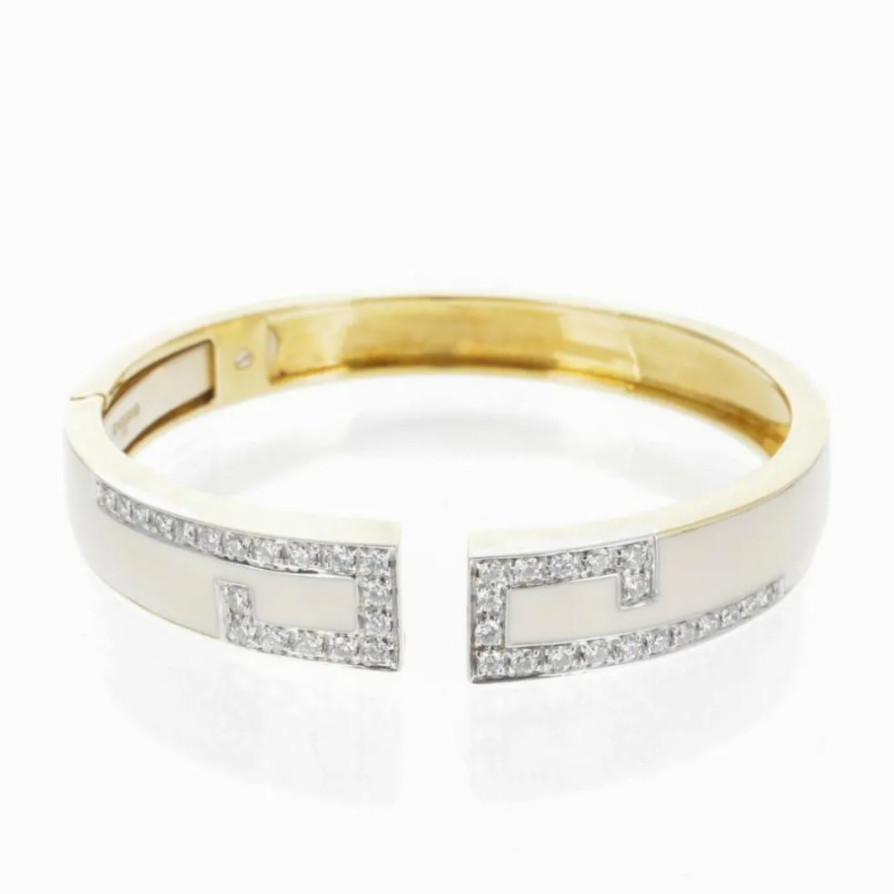 Bracelet David Webb Email Ecrue et Diamants