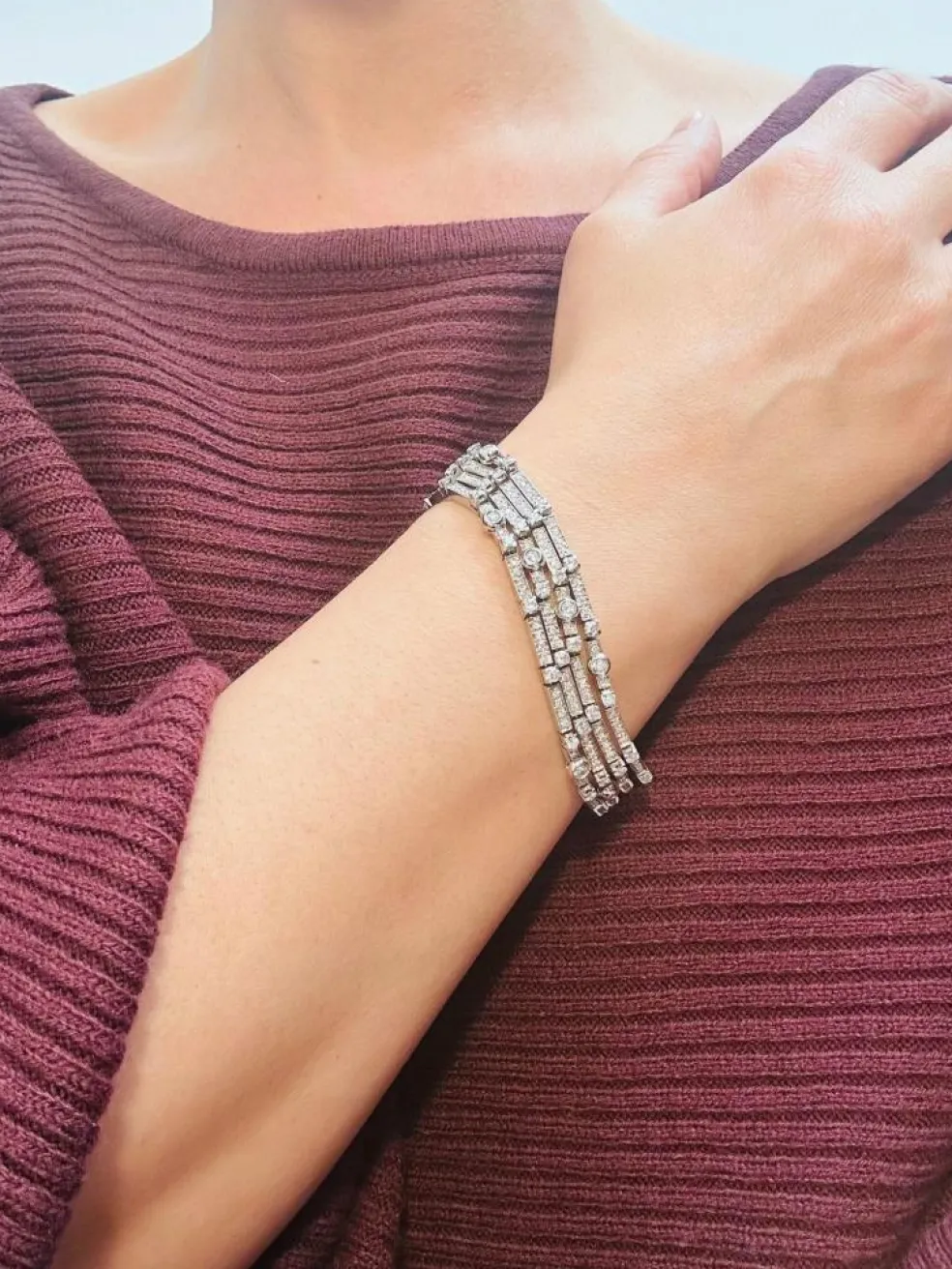 Bracelet de type Rivière à 4 fils en or blanc et brillants