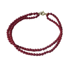 Bracelet deux rangs corail fermoir or