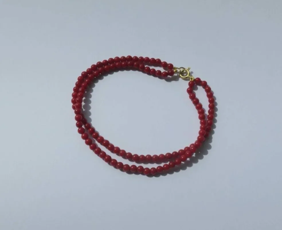 Bracelet deux rangs corail fermoir or