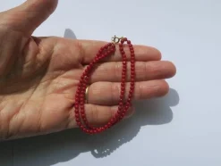 Bracelet deux rangs corail fermoir or