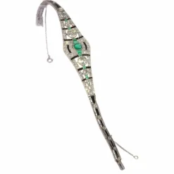 Bracelet diamant, onyx et émeraude