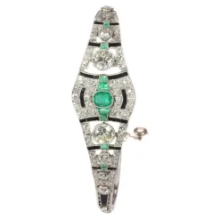 Bracelet diamant, onyx et émeraude