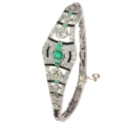 Bracelet diamant, onyx et émeraude