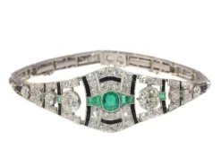 Bracelet diamant, onyx et émeraude