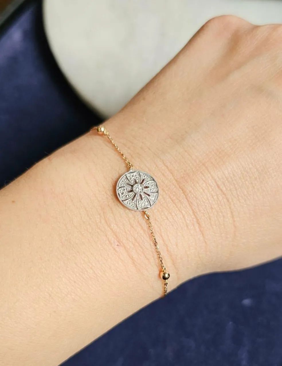 Bracelet Diamant Rose du Marais Or jaune 18 carats