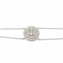 Bracelet diamants double chaîne or blanc