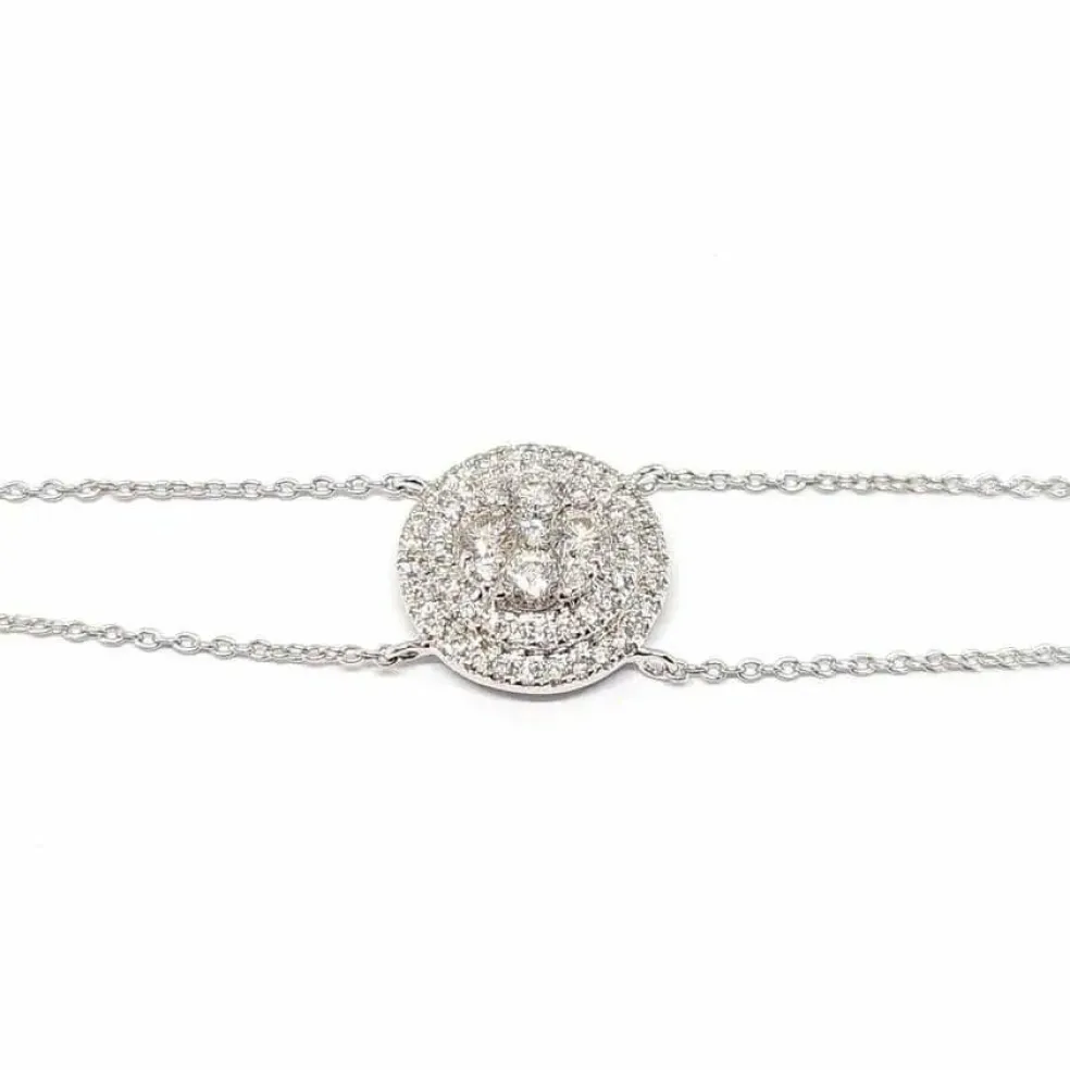Bracelet diamants double chaîne or blanc