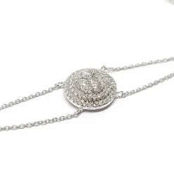 Bracelet diamants double chaîne or blanc