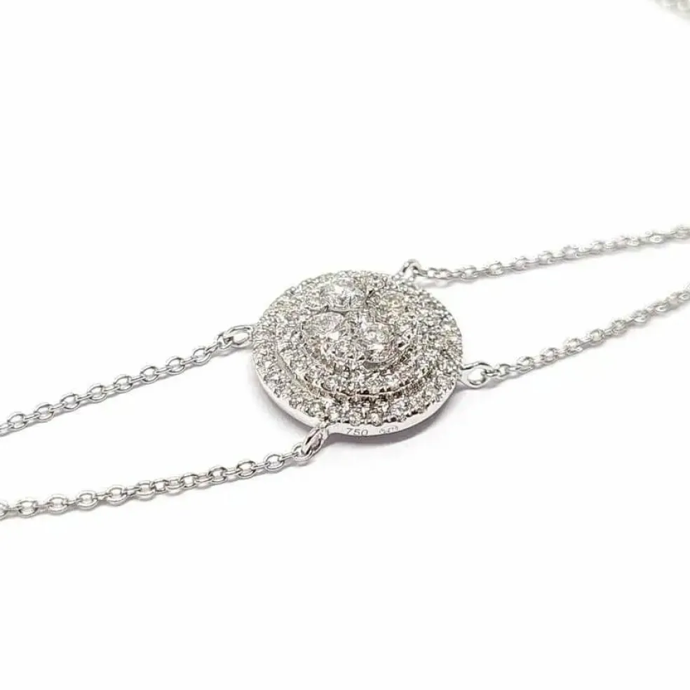 Bracelet diamants double chaîne or blanc